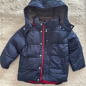 GAP Kids Navy Fleece Puffer Jacket with Removable Hood size 4